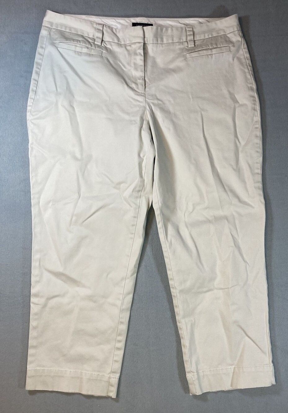 EUC Lands' End Fit 2 Light Khaki Chino Pants Woman Size 14 US